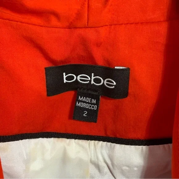 VTG Bebe Red Open Front Blazer Jacket Size 2 - Picture 3 of 14
